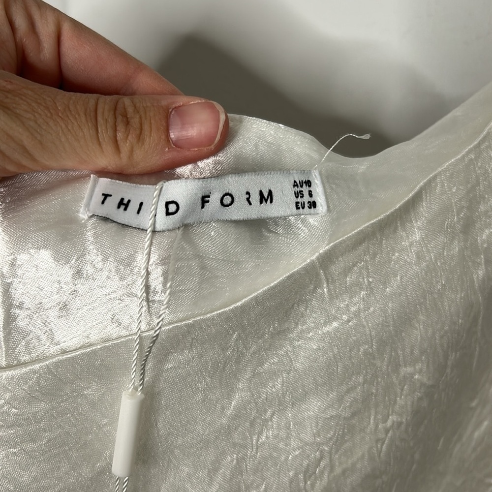 Third Form White Running Water Bias One Shoulder Mini Dress NWT - Picture 4 of 7